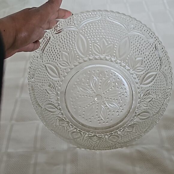 Clear Glass Floral Fruit Bowl 11"-11" - Picture 5 of 16